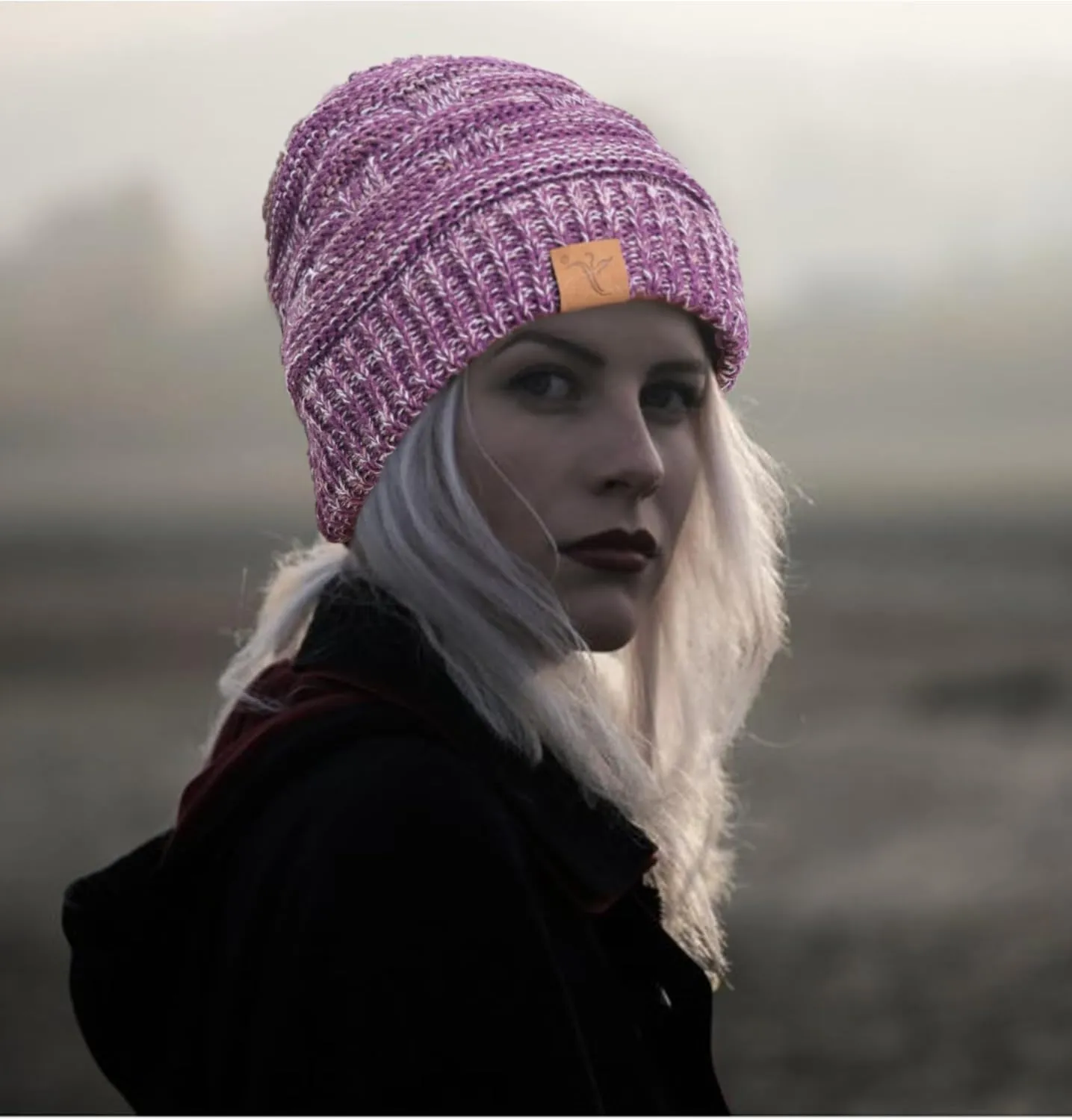 Soul Young Ponytail Messy Bun Beanie Tail Knit Hole Soft Stretch Cable Winter Hat for Women