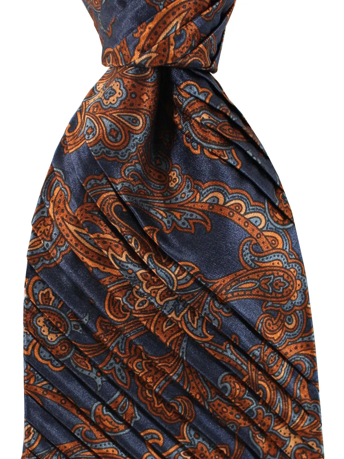 Stefano Ricci Pleated Silk Necktie Metal Gray Brown Ornamental SALE