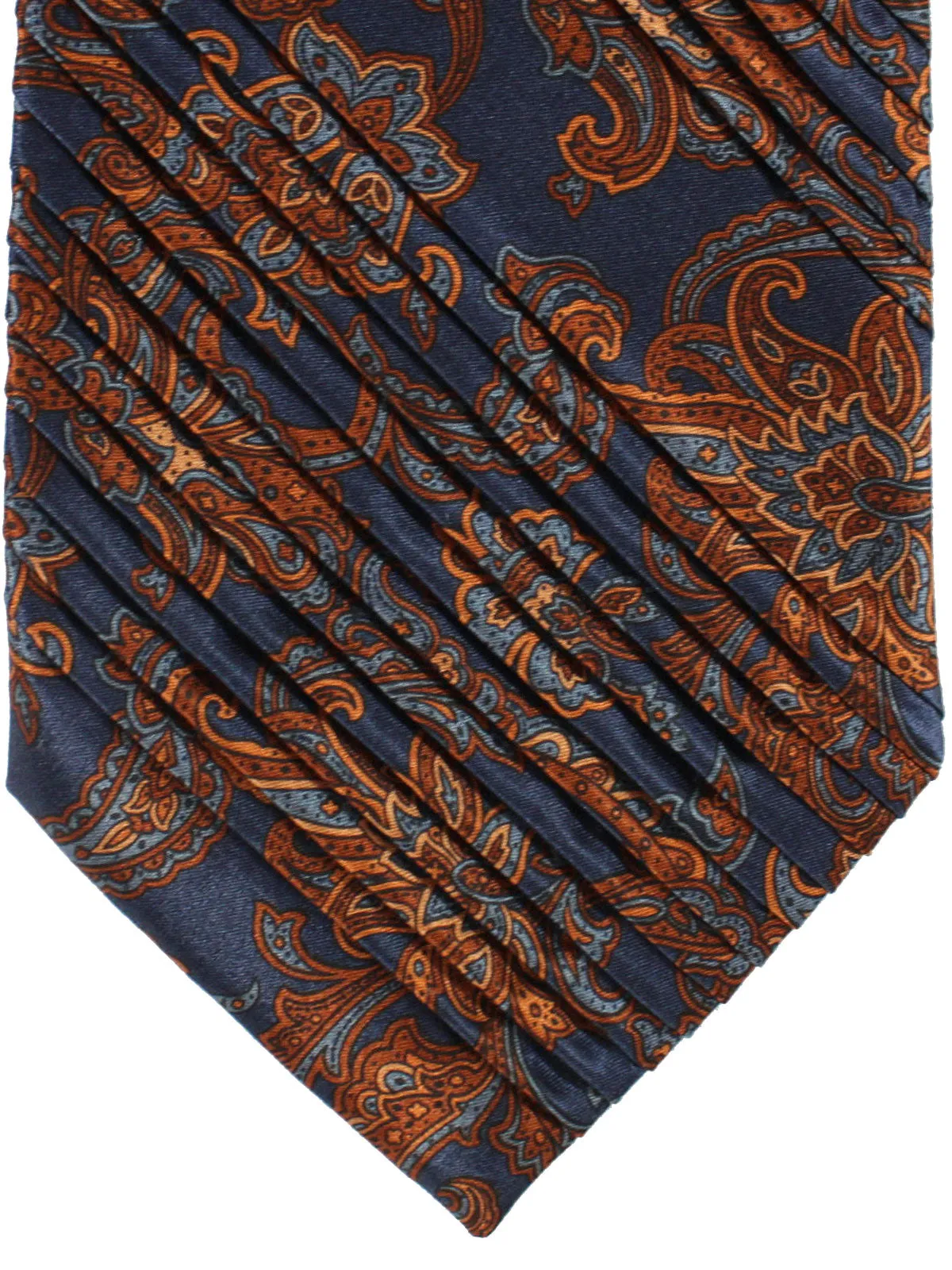 Stefano Ricci Pleated Silk Necktie Metal Gray Brown Ornamental SALE