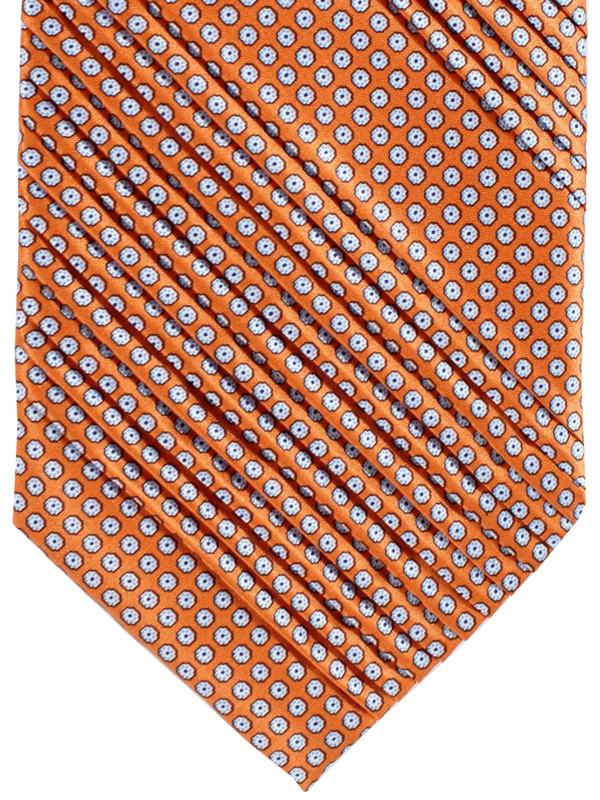 Stefano Ricci Tie Orange Geometric - Pleated Silk SALE