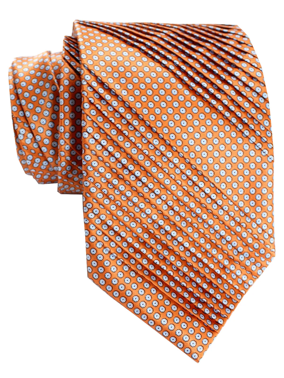 Stefano Ricci Tie Orange Geometric - Pleated Silk SALE