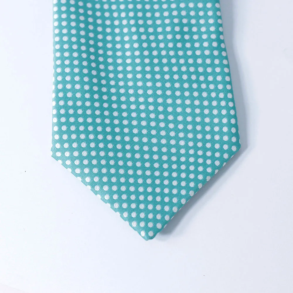 TURQUOISE WITH WHITE POLKA TIE