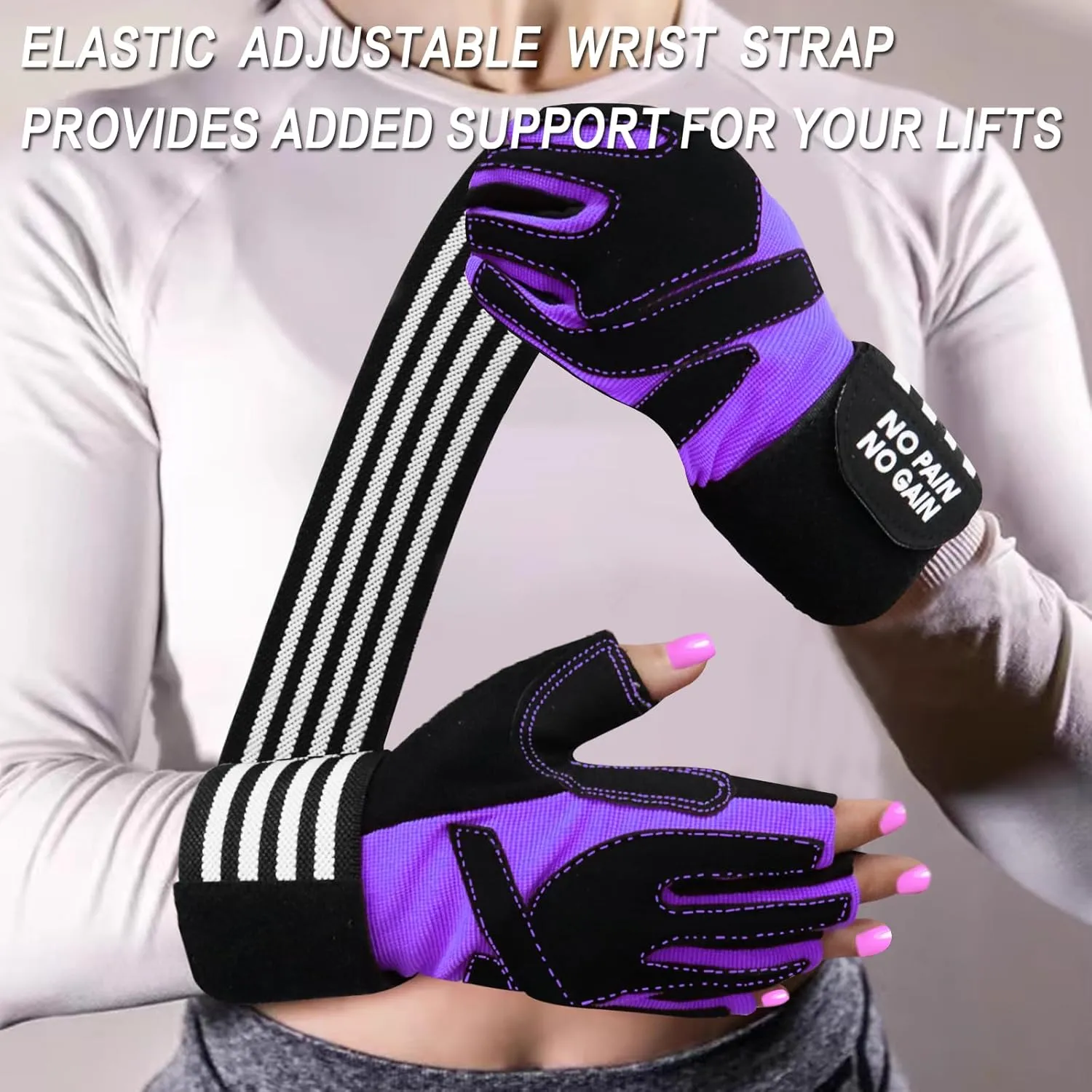 Weight Lifting Gloves for Women Gym Workout with Wrist Support,Padded Half Finger Gloves for Fitness Exercise