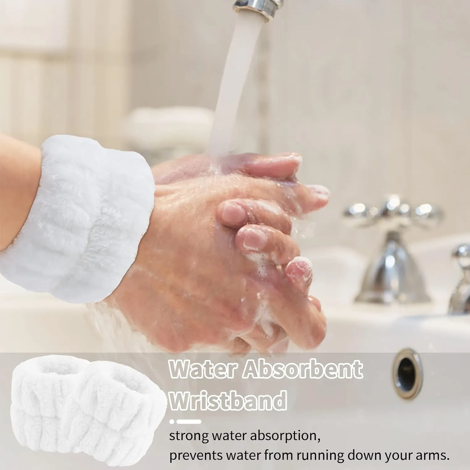 WHAVEL 6 Pairs Wrist Towels for Face Washing, Absorbent Spa Sweatbands to Prevent Liquid Spilling Down Arms