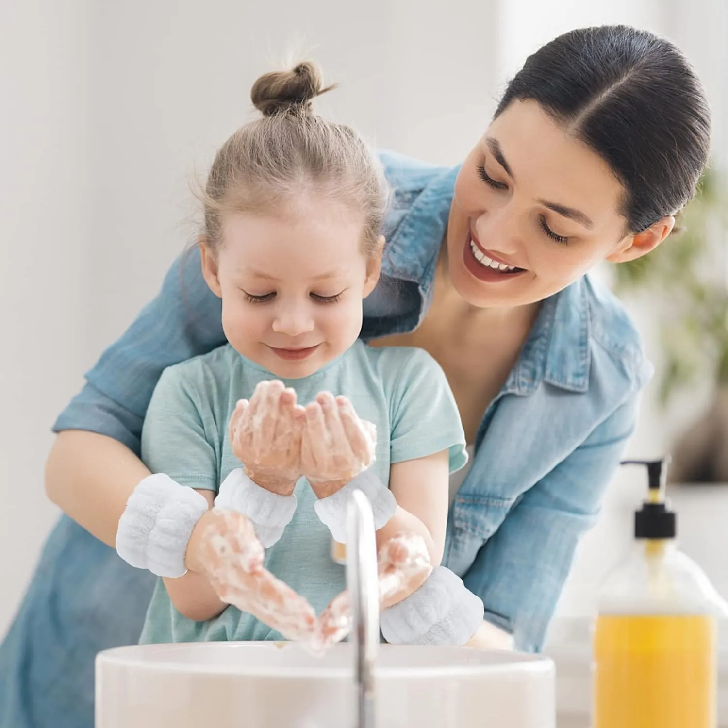 WHAVEL 6 Pairs Wrist Towels for Face Washing, Absorbent Spa Sweatbands to Prevent Liquid Spilling Down Arms