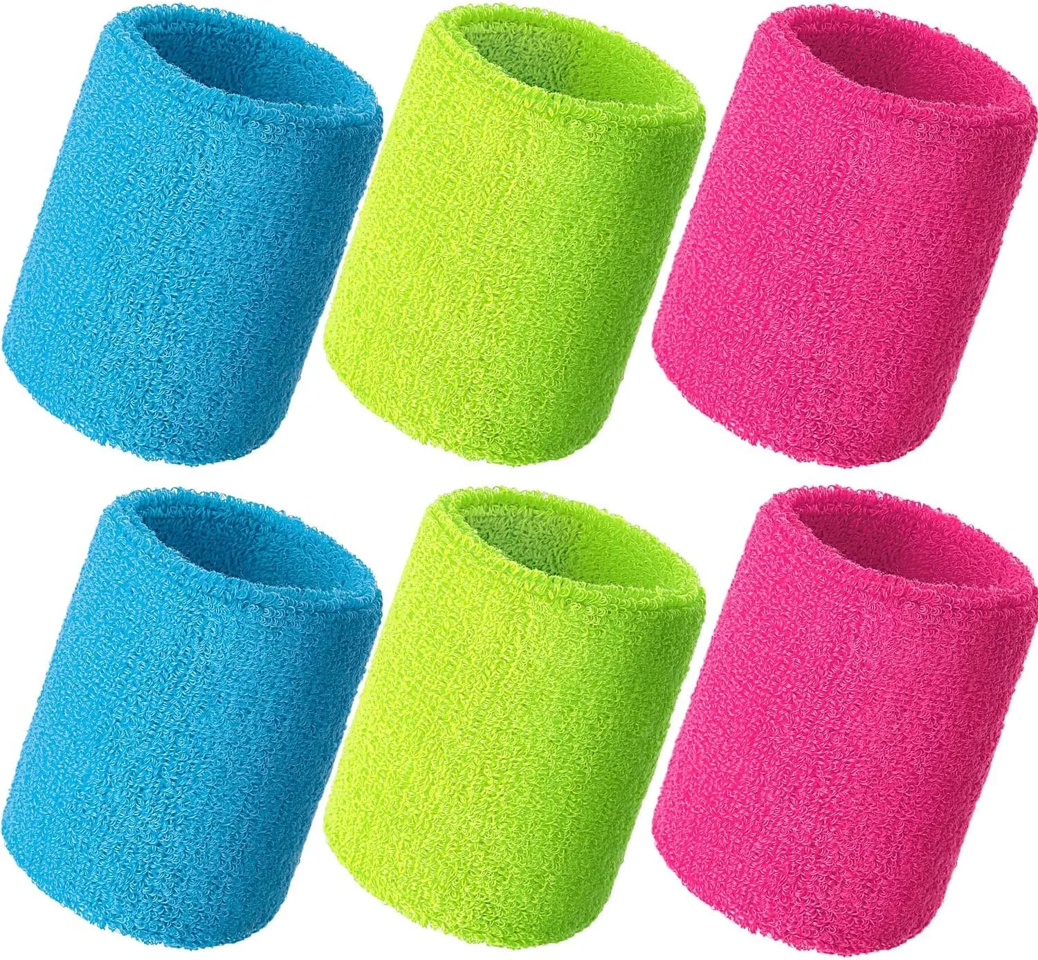 Willbond 6 Pcs Wrist Sweatbands Sports Wristbands for Competitions Absorbent Sweatbands for Basketball Tennis Football Running Working