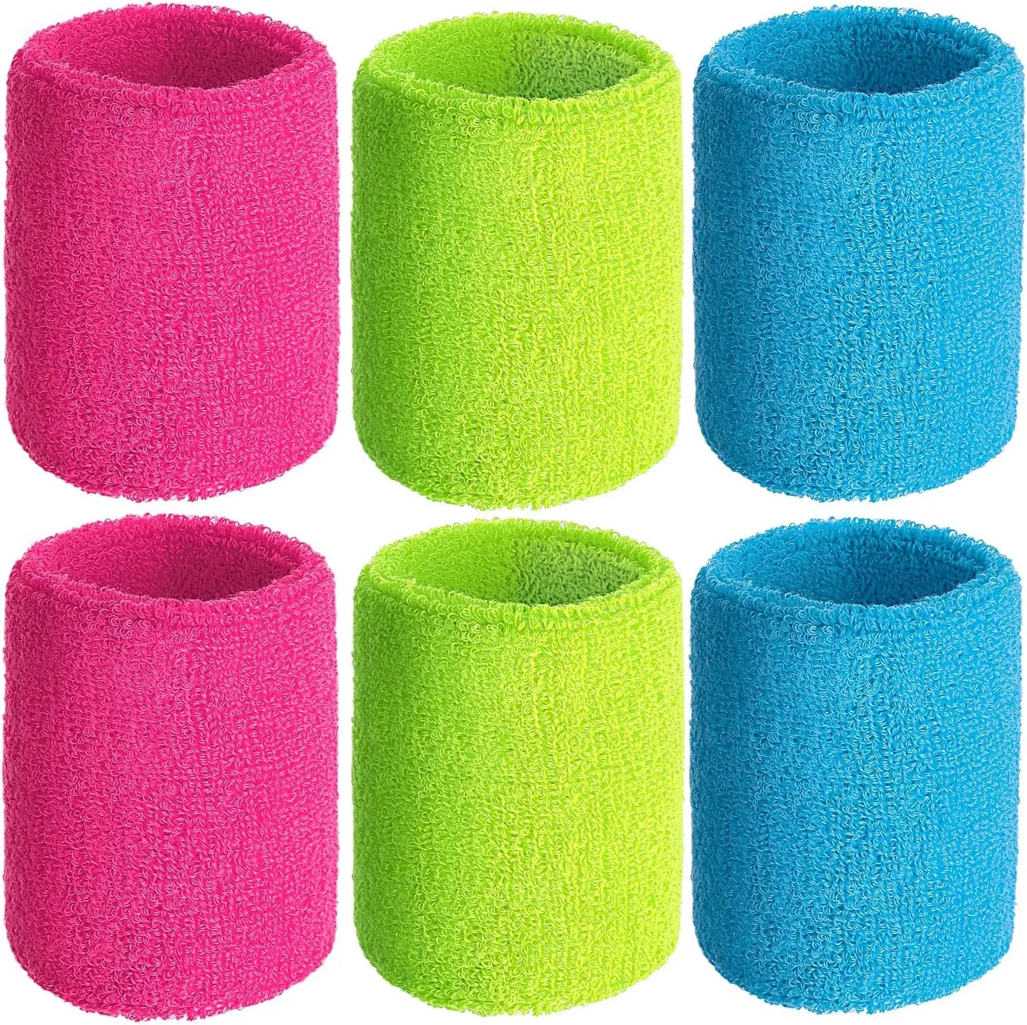 Willbond 6 Pcs Wrist Sweatbands Sports Wristbands for Competitions Absorbent Sweatbands for Basketball Tennis Football Running Working