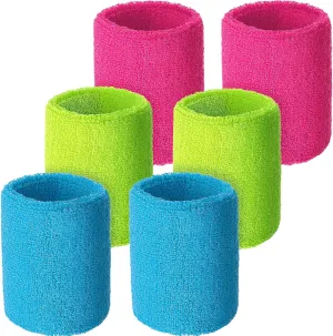 Willbond 6 Pcs Wrist Sweatbands Sports Wristbands for Competitions Absorbent Sweatbands for Basketball Tennis Football Running Working