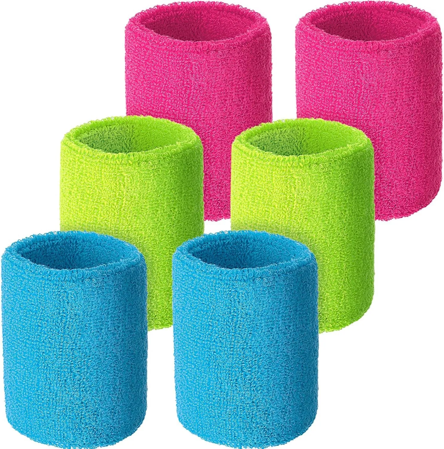 Willbond 6 Pcs Wrist Sweatbands Sports Wristbands for Competitions Absorbent Sweatbands for Basketball Tennis Football Running Working