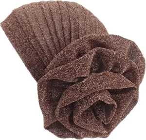 Women Elastic Glitter Big Flower Turban Chemo Beanie Hair Loss Chemo Cap Hat