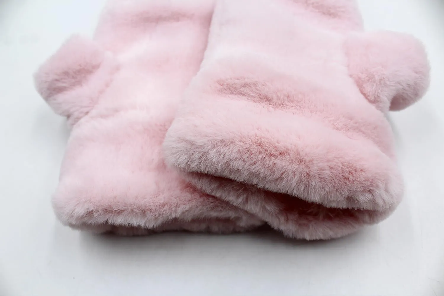 Women Girls Soft Faux Fur Convertible Flip Top Gloves Cute Cat Fingerless Winter Mittens