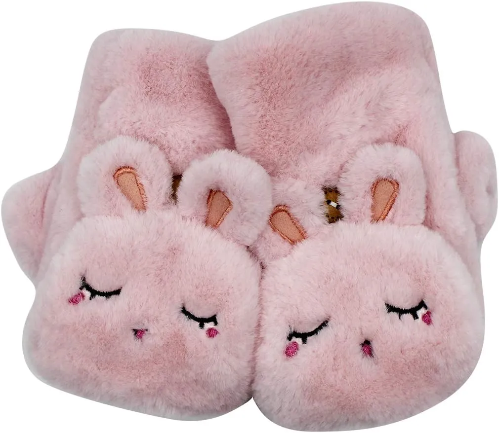 Women Girls Soft Faux Fur Convertible Flip Top Gloves Cute Cat Fingerless Winter Mittens