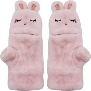 Women Girls Soft Faux Fur Convertible Flip Top Gloves Cute Cat Fingerless Winter Mittens
