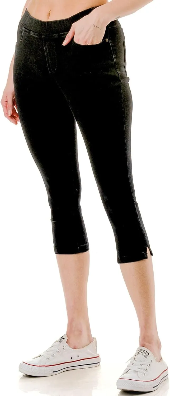 Women's Ripped Destroyed Skinny Jeans & Jeggings Pull-On Elastic Waist Stretch Denim Pants Regular-Plus Size