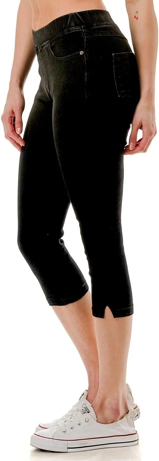 Women's Ripped Destroyed Skinny Jeans & Jeggings Pull-On Elastic Waist Stretch Denim Pants Regular-Plus Size