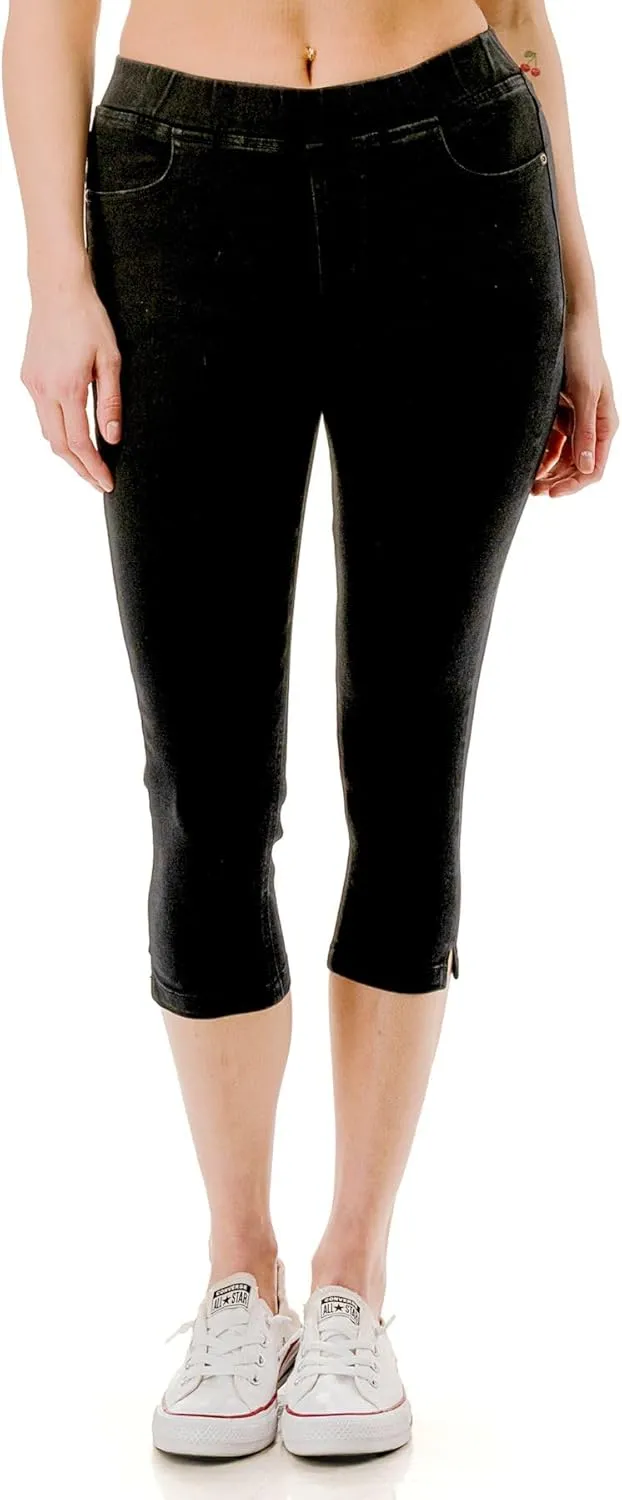 Women's Ripped Destroyed Skinny Jeans & Jeggings Pull-On Elastic Waist Stretch Denim Pants Regular-Plus Size